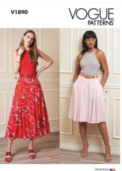 1890 Vogue Easy Flare Pocket Pleat Skirt Lengths Pattern 16 to 24 New Out of Print